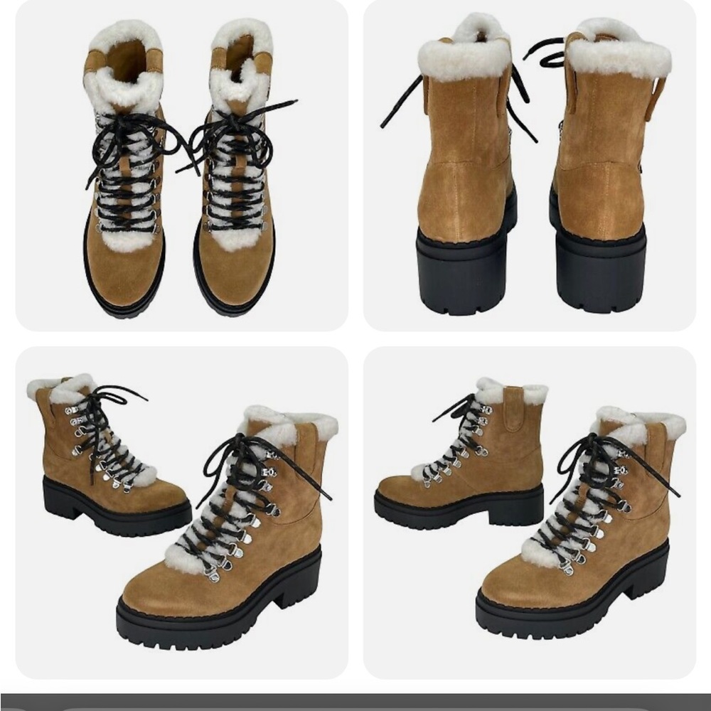 NEW Marc Fisher LTD Nalina
Size 8 Leather Fur Trim Womens Ankle Boots